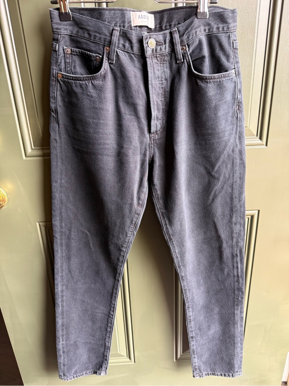 AGOLDE Washed Black High Rise Straight Leg Jeans Size 26